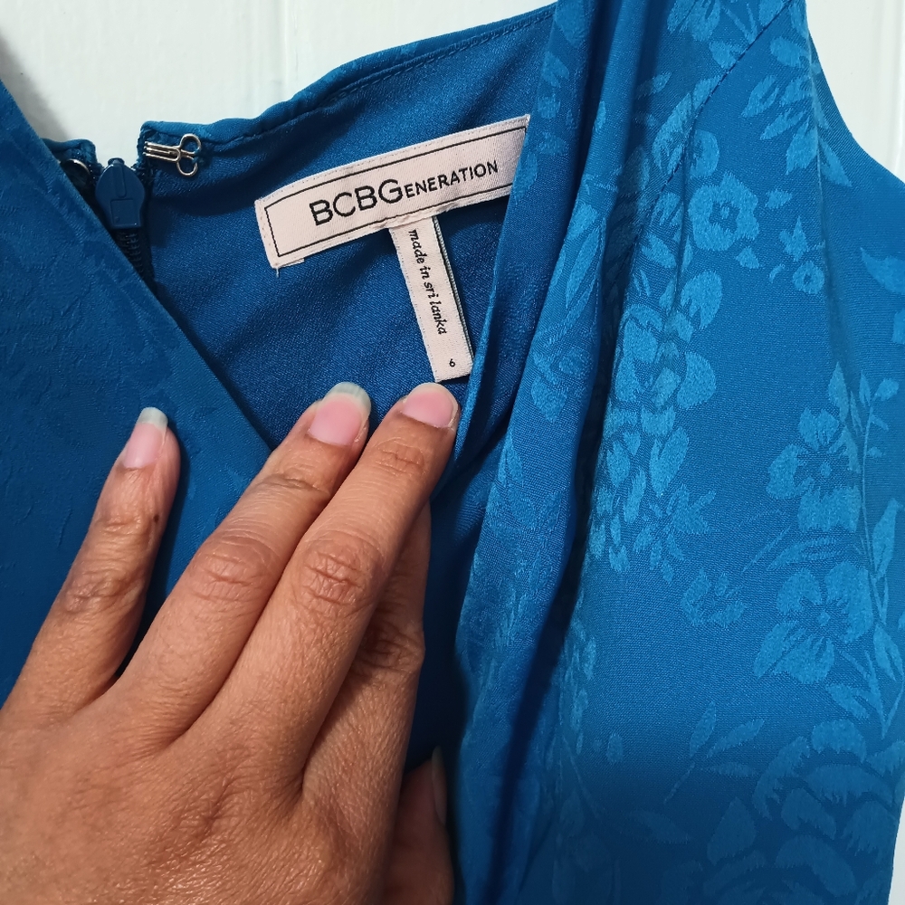 Bcbgeneration Blue Asymmetrical Ruffled Mini Dress - image 4